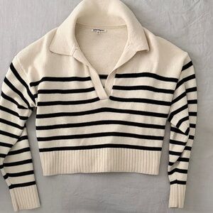 Reformation Striped Cream and Black Women's Sweater